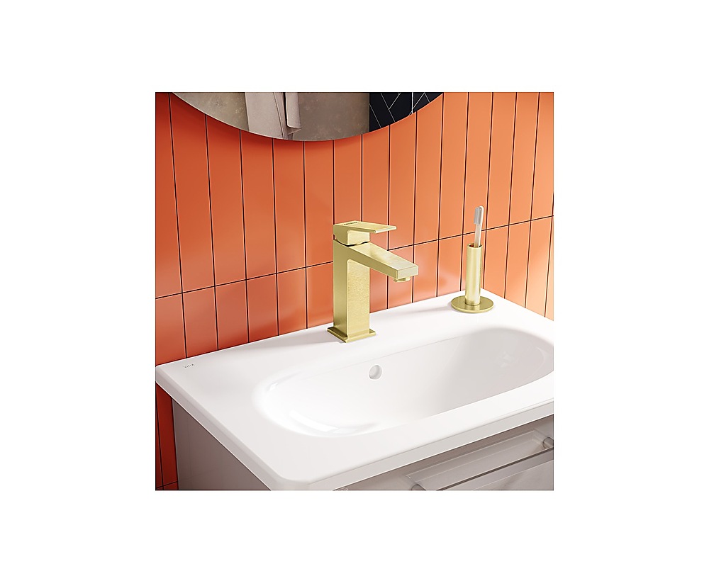 Isı ve debi limitörlü özel kartuş Lavabo bataryası (yüksek) Fırçalı altın