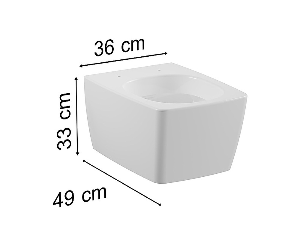 Universal ç›k›ﬂl› Asma klozet, kompakt, 49 cm