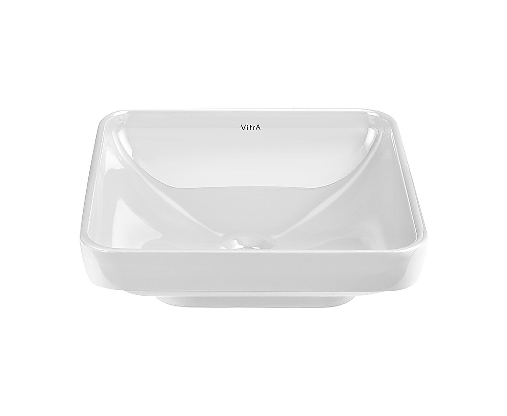 Duvardan ankastre armatür lavabo, kare, kompakt, 40x39 cm