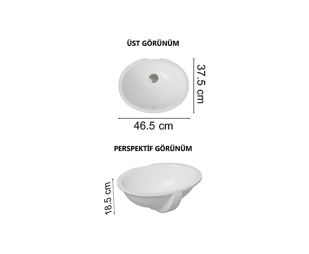 lavabo, oval, kompakt, 45x38 cm